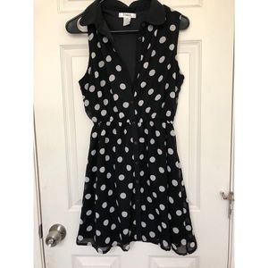 🌑Polka dot collar dress | Pinky
